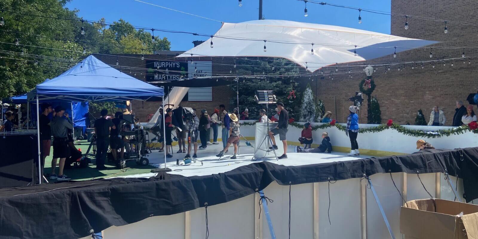 starbucks commercial hockey rink in chicago