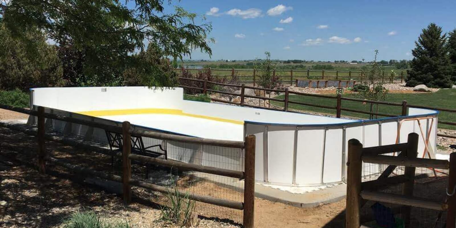 outdoor hockey rink in the summer